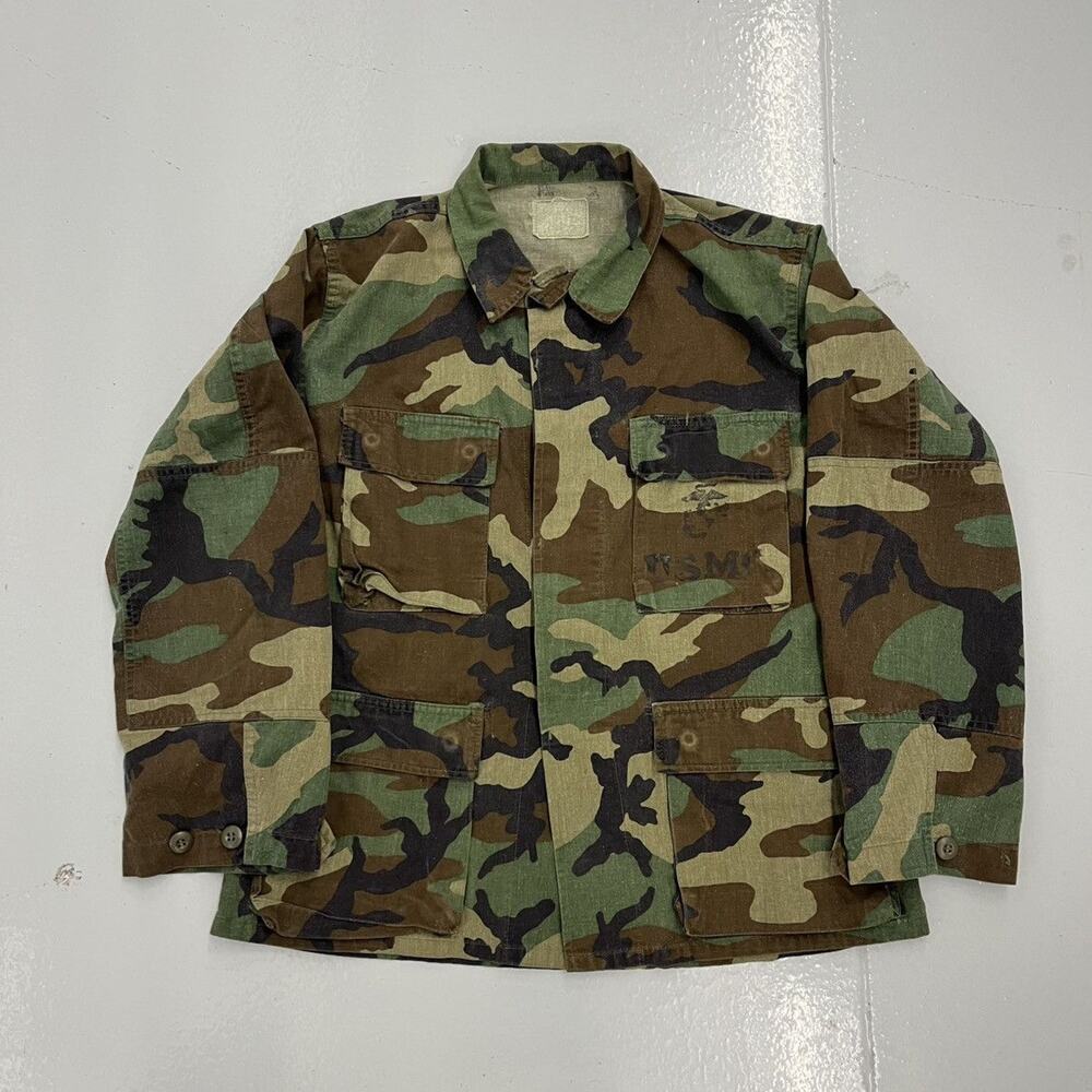 Vintage 80s USMC Camo Military Combat Shirt